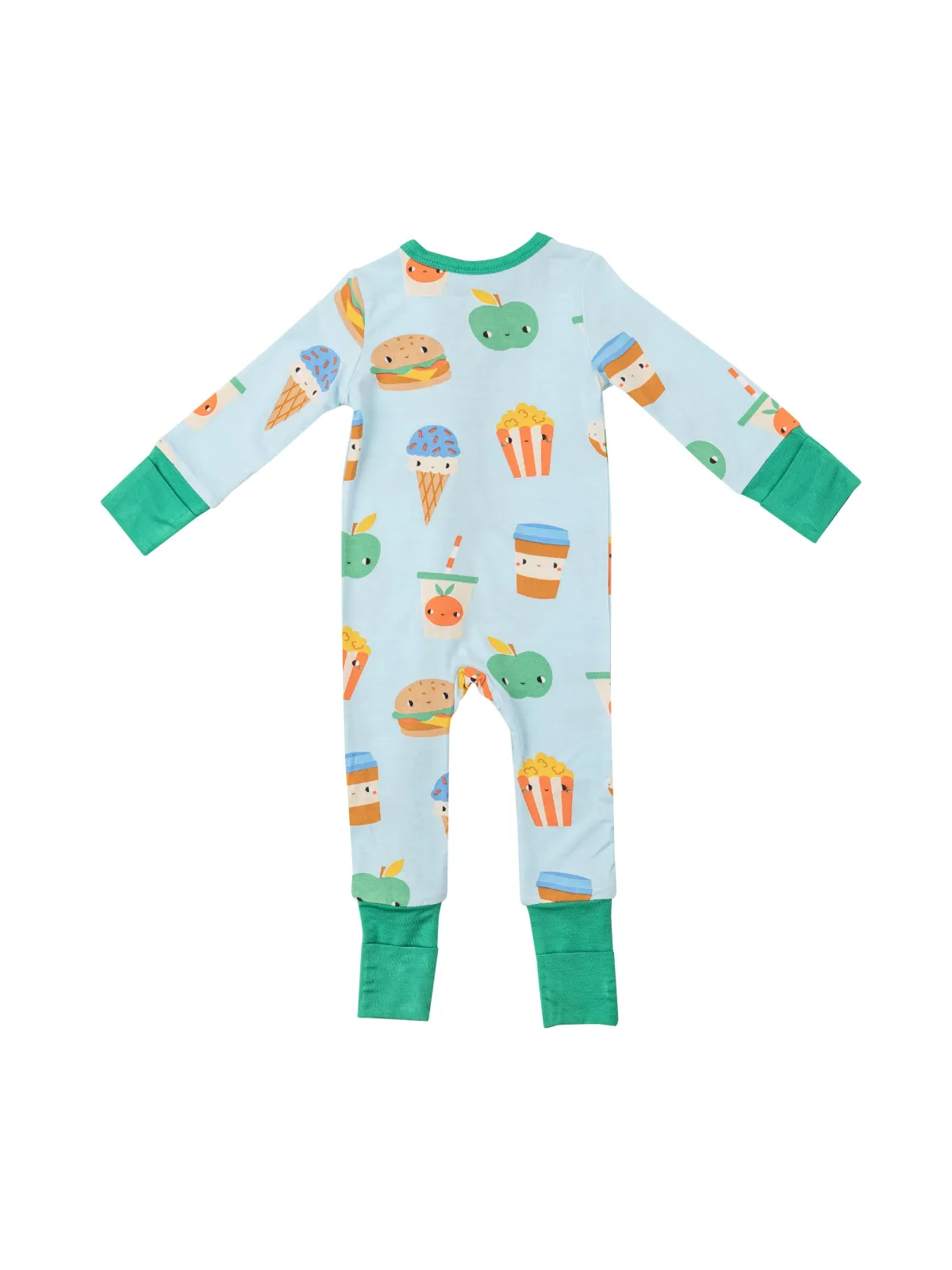 2-Way Zip Romper, Send Snacks Blue