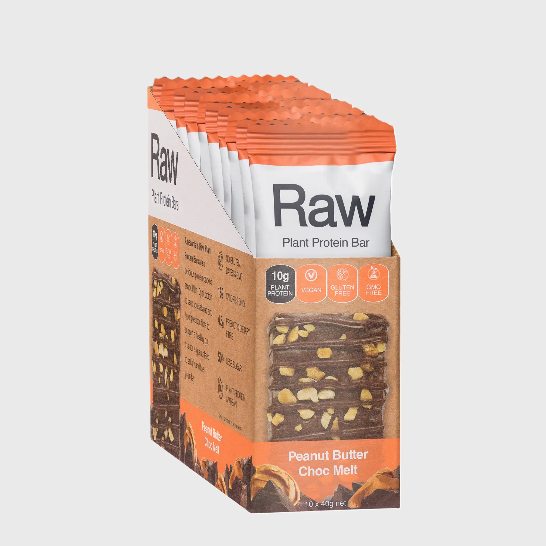 Amazonia - Raw Plant Protein Bars Peanut Butter Choc Melt - 10 Pack