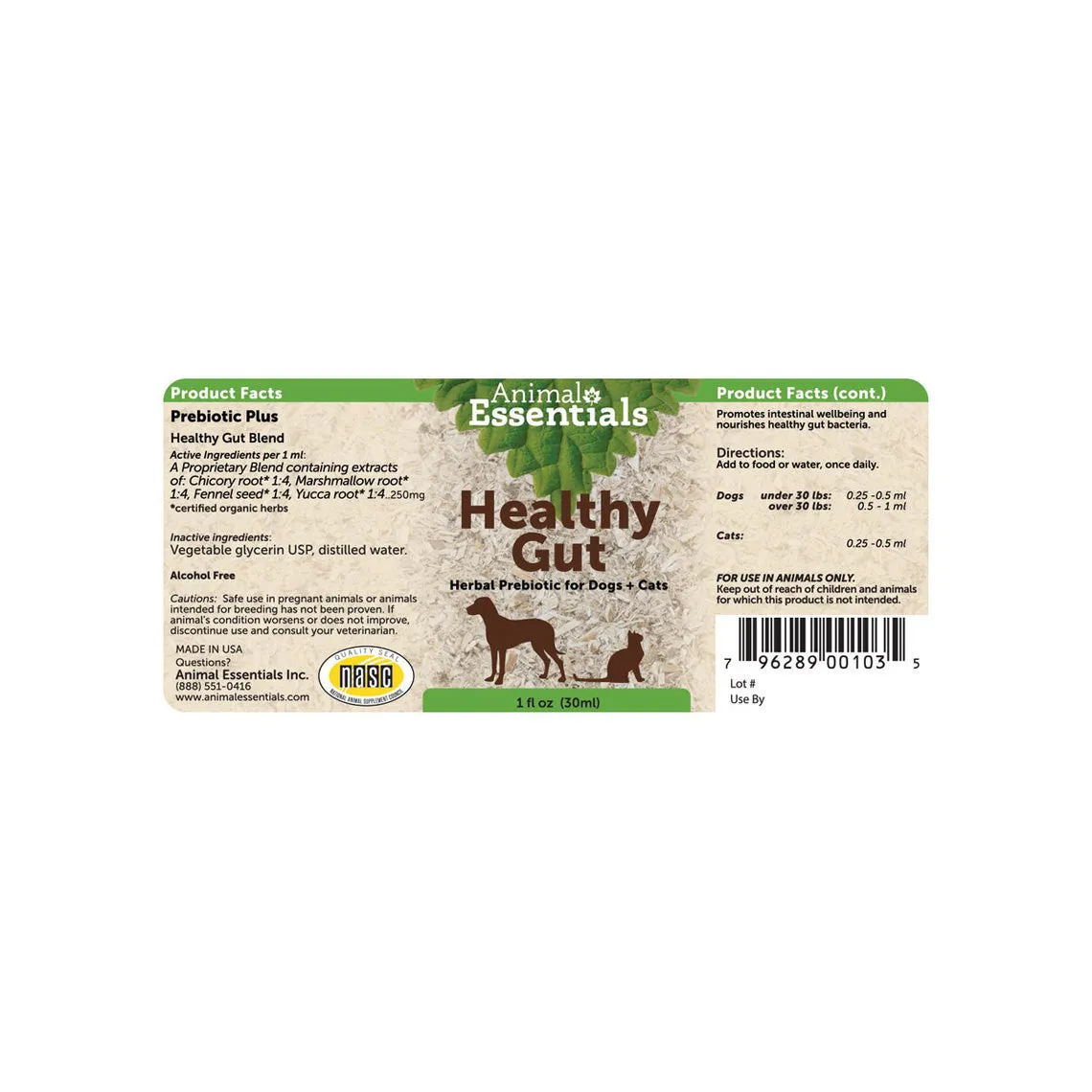 Animal Essentials Healthy Gut Herbal Prebioitc Liquid for Dogs & Cats