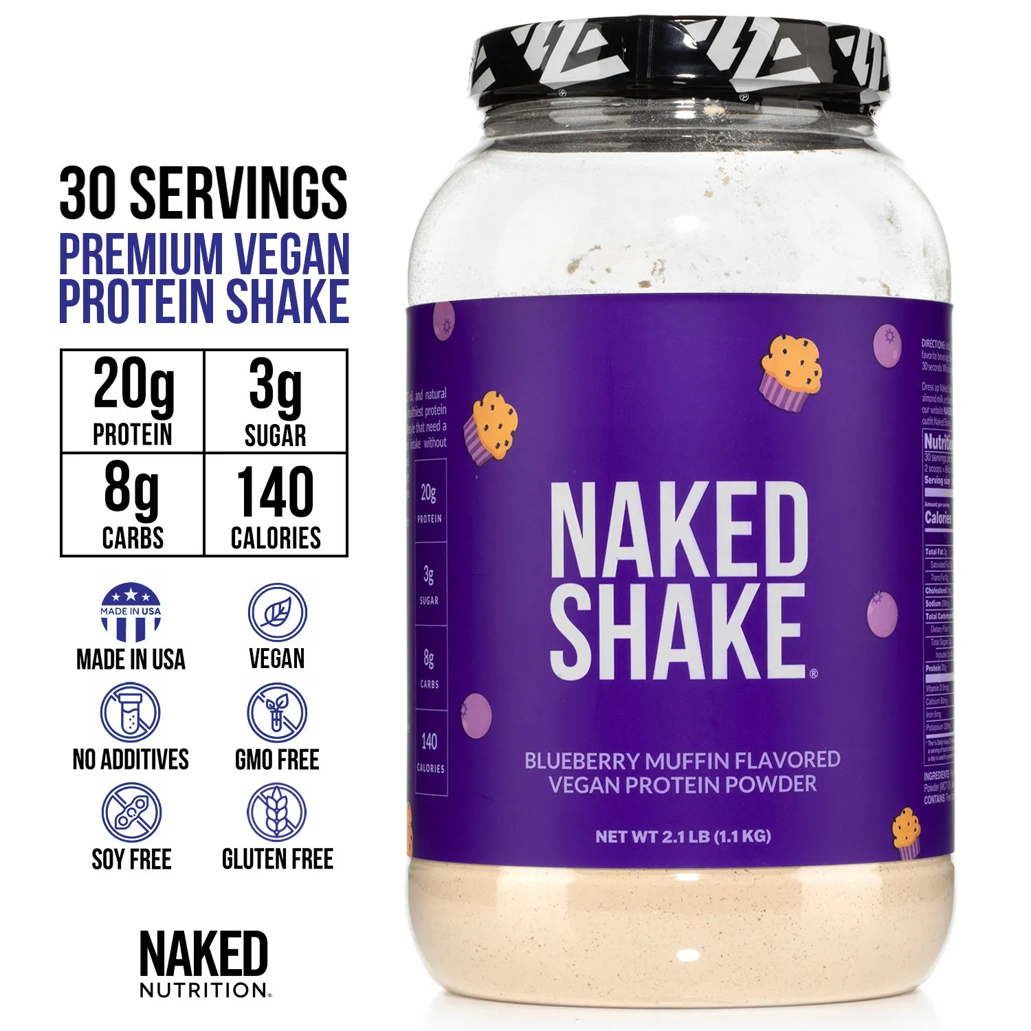 Blueberry Muffin Protein Shake | Naked Shake - 30 Servings