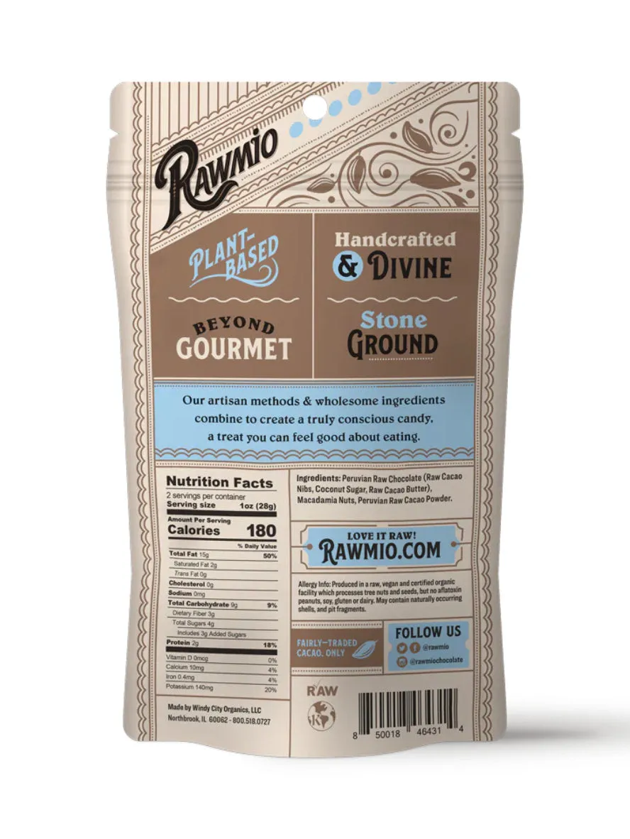 Chocolate Covered Macadamia Nuts, 2oz, Rawmio