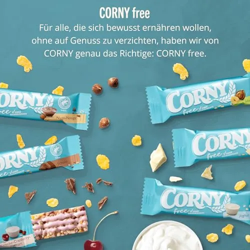 Corny Free White Chocolate Muesli Bars, No Added Sugar, 67 kcal/Bar, 60x20g | Light & Tasty Snack Choice