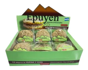 Epuyen - Oat and Chia Light Alfajor filled with Dulce de Leche 12u. 600g/1.32lb