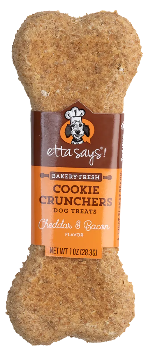 Etta Says Cookie Cruncher Cheddar and Bacon Flavor Biscuit Dog Treat