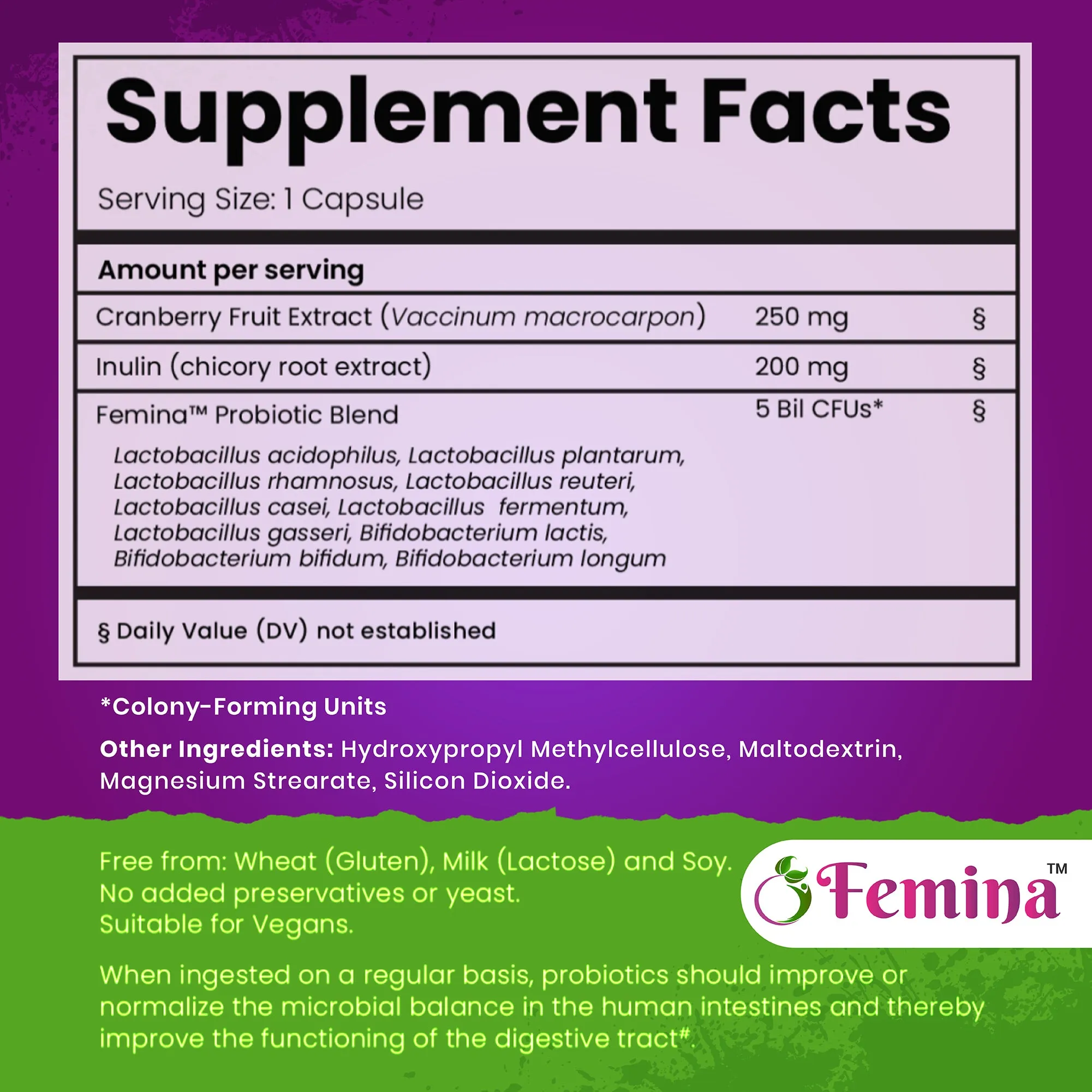 Femina™ Probiotic Capsules with Cranberry Extract for Women