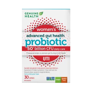 Genuine Health Advanced Gut Health Women's UTI Probiotics 50 Billion 30 Vegan Capsules