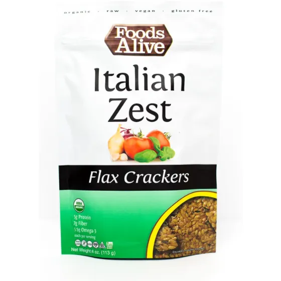 Italian Zest Flax Crackers 4 oz by Foods Alive