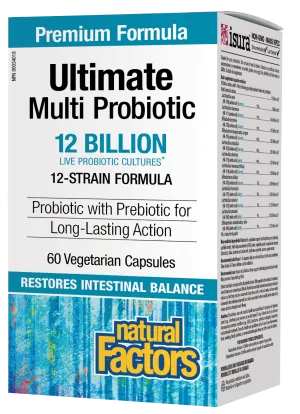 Natural Factors Ultimate Multi Probiotic 12 Billion 60 Vegetarian Capsules