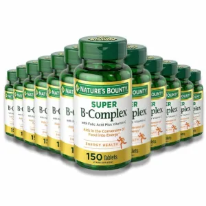 Nature's Bounty - Super B Complex with Vitamin C & Folic Acid, Immune & Energy Support - 150 Tablets - 12 Pack