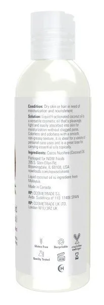 Now Foods Solutions Liquid Coconut Oil 4 fl oz Liquid