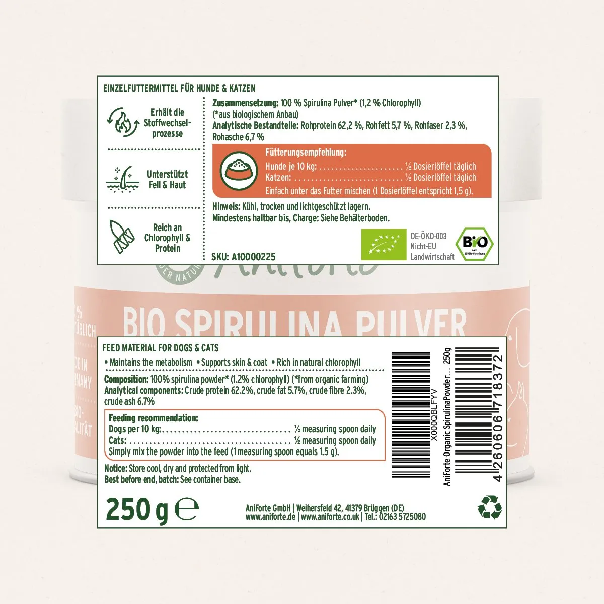 Organic Spirulina Platensis Algae Powder - 250g