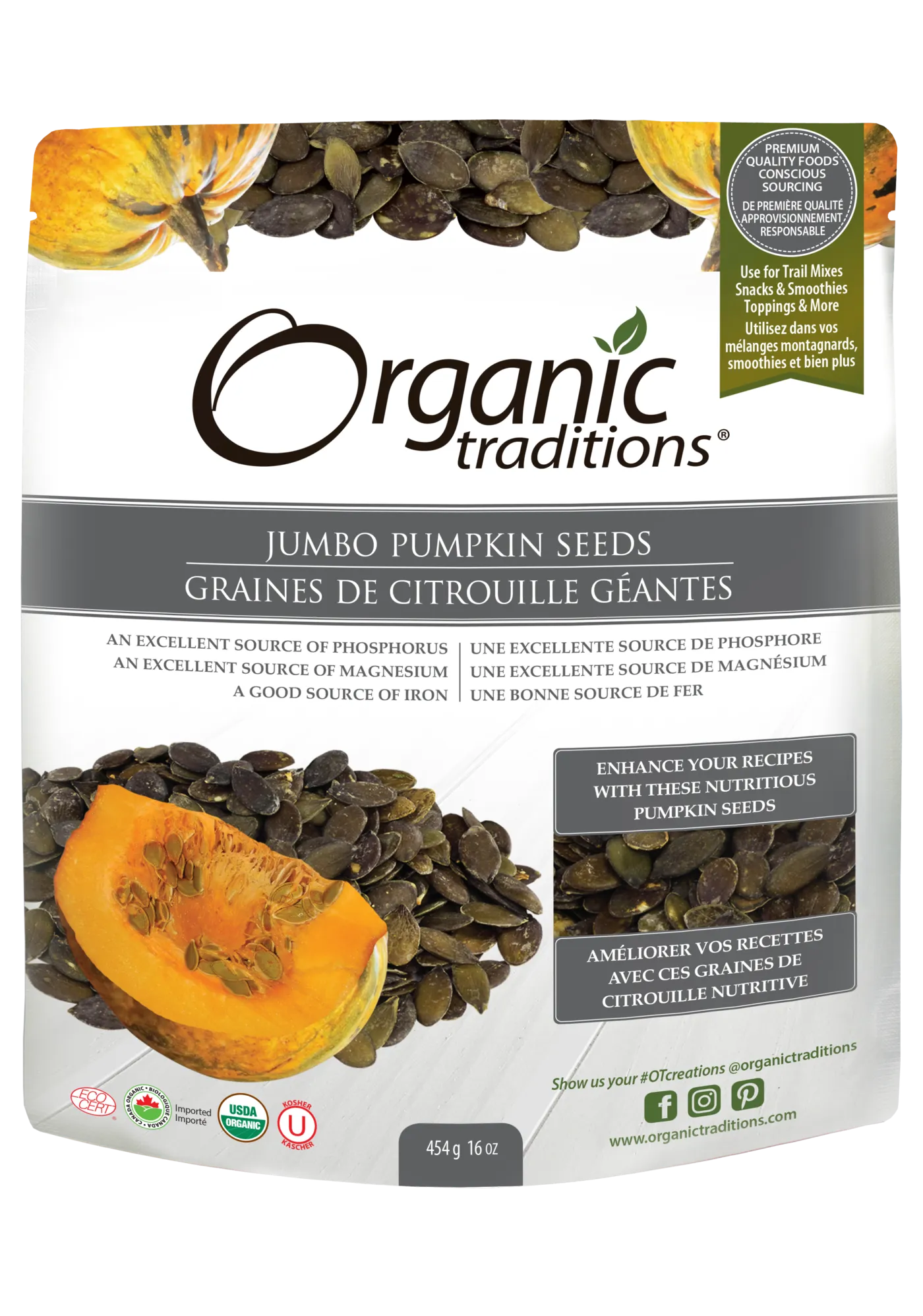 Organic Traditions Organic Jumbo Pumpkin Seeds (454g)