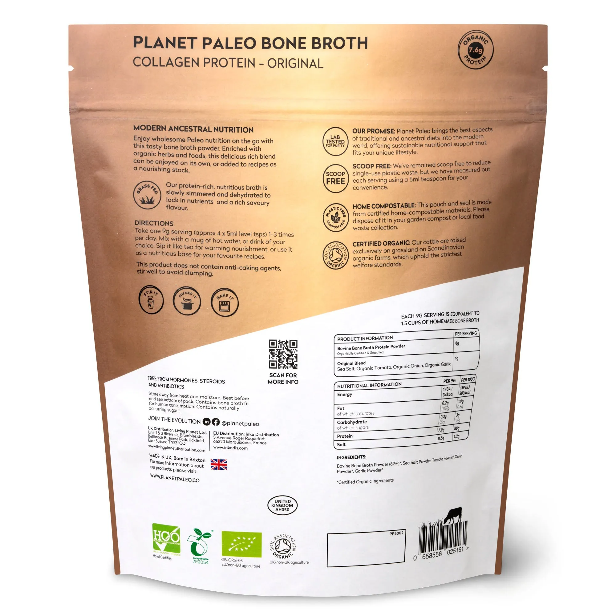 Planet Paleo Pure Bone Broth Collagen Protein - with Garlic and Onion 450g