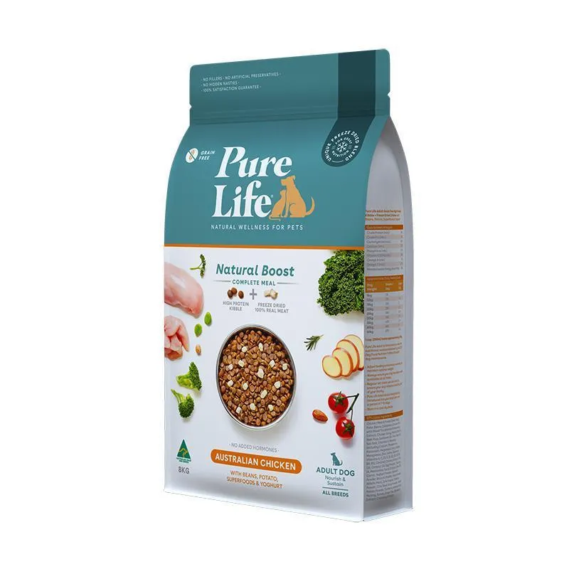 Pure Life Natural Boost Chicken Dry Dog Food 8kg