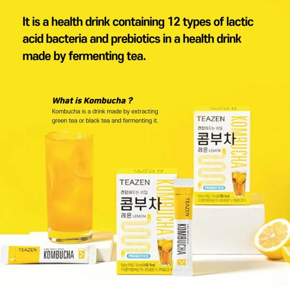 TEAZEN Kombucha Lemon 60T Powdered Drink Lactobacilli Probiotics Tea Health Supplements