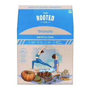 The Rooted Co Granola Cereals - Dates & Chia, 400g | Gluten Free, Rolled Oats, Healthy