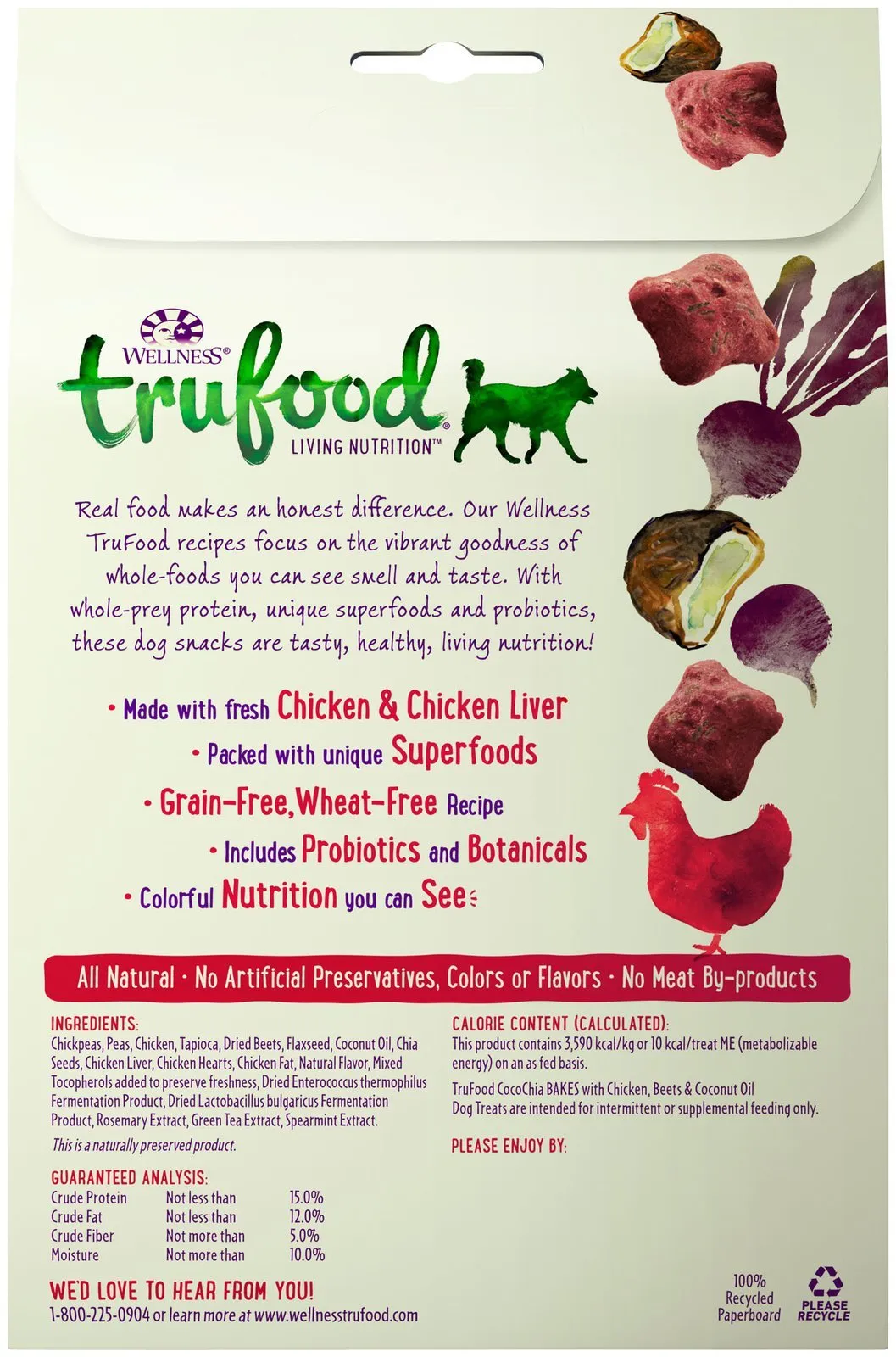 Wellness TruFood CocoChia Bakes with Chicken, Beets & Coconut Oil Grain-Free Dog Treats 5oz