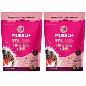 Yogabar Fruit and Nut Muesli 1kg | Muesli with 29% Fruits, Nuts and Seeds | Wholegrains, No Preservatives